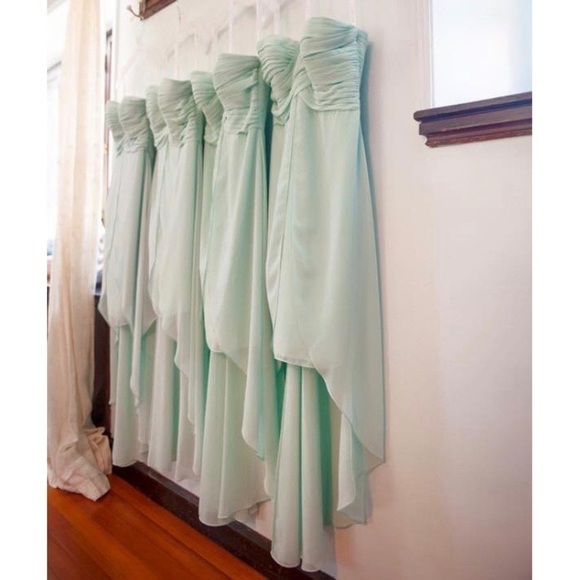 David’s Bridal Teal Hi Low Bridesmaid Dress - Picture 3 of 6